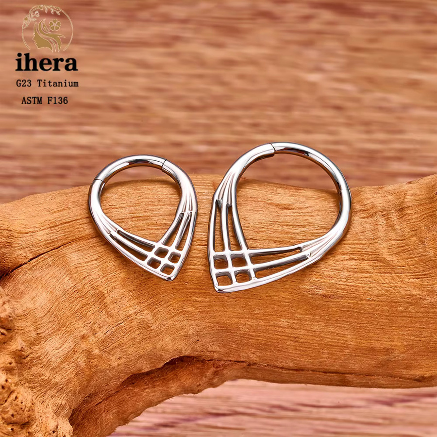 ihera Nasenring Titan, Wassertropfen Herz, Zirkonia, Unisex - Bild 2