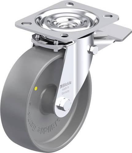 Blickle Stahlblech-Lenkrolle L-PO 125G-ST-ELS in Grau mit 125 mm Rad-Durchmesser und 250 kg Tragfähigkeit - Bild 1