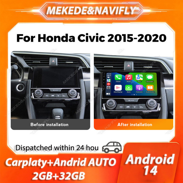 MEKEDE 2 DIN Carplay Autoradio für Honda Civic 10. Generation 2016 - 2020 mit IPS-Bildschirm, GPS und Bluetooth in Schwarz - Bild 1