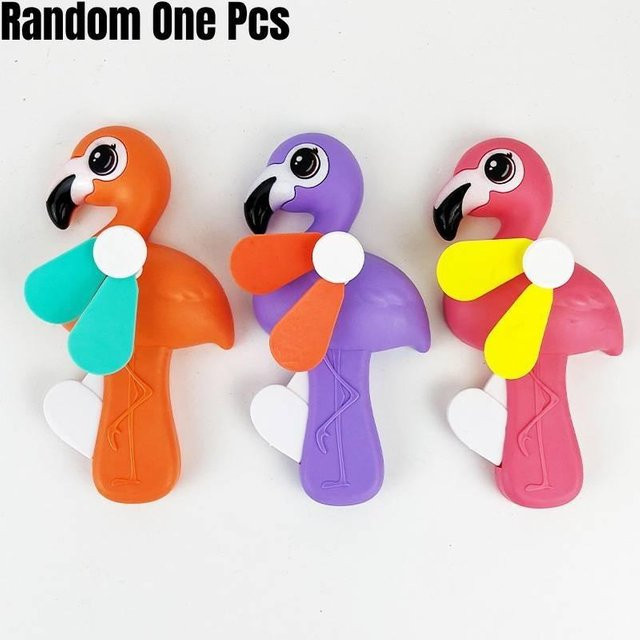 Handlicher Cartoon-Handpress-Ventilator mit Flamingo-Design für Kinder und Studenten, RusticLoom, Multicolour - Bild 1