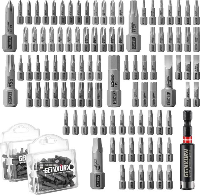 Geinxurn 101-teiliges Schraubendreher-Bit-Set aus S2-Stahl mit magnetischen Bits und Bithalter im tragbaren Koffer - Bild 1