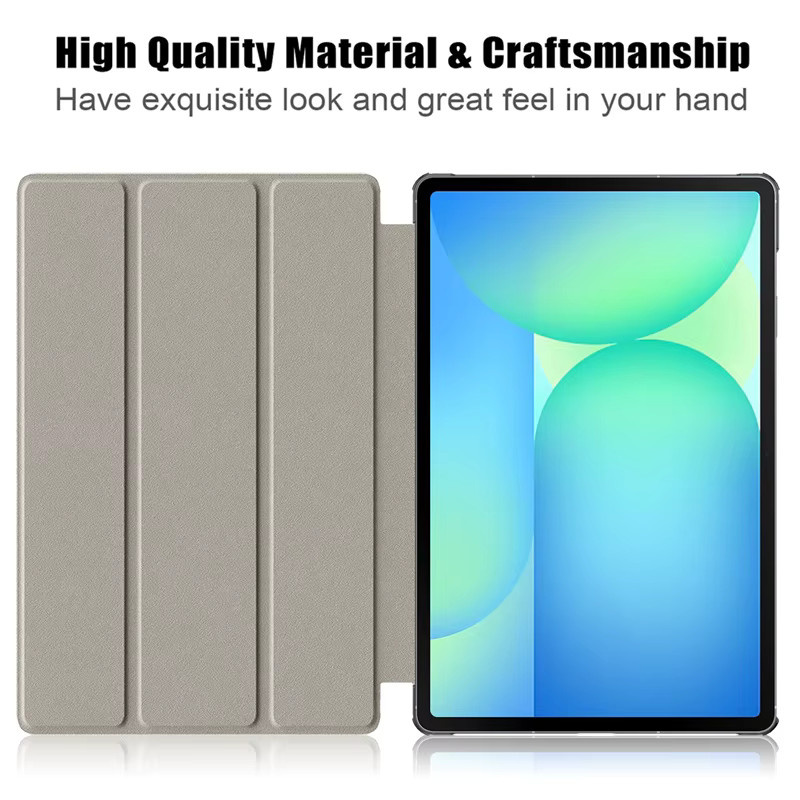 Samsung Galaxy Tab S10 FE Plus Smart Cover Trifold Schutzhülle aus PU Leder in Grün oder Grau - Bild 2