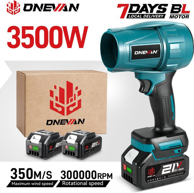 ONEVAN Elektrisches Turbofan Blaasapparaat 3500W in Blau für Makita Akku mit 350 m/s Luftgeschwindigkeit - Bild 1