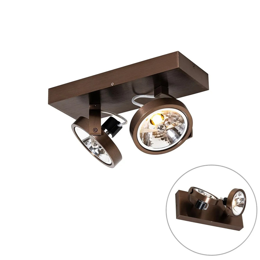 QAZQA Design Deckenstrahler 2-flammig in Bronze, verstellbar und dimmbar, Aluminium - Bild 2