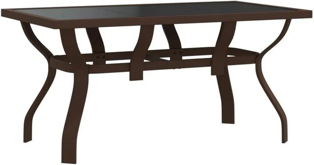 Furnicato Gartentisch aus Stahl und Glas in Braun und Schwarz, B/T/H: 140 x 70 x 70 cm - Bild 1