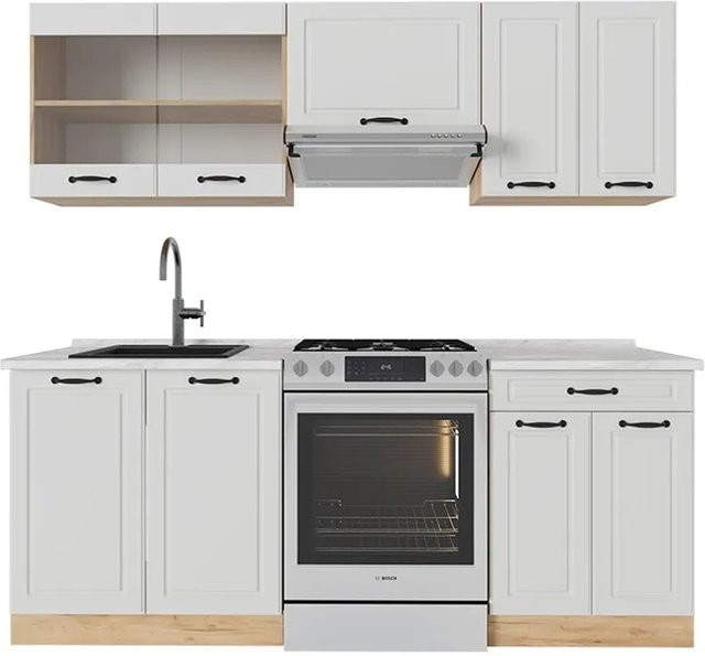Vicco R-Line Küchenzeile Landhaus Weiß B/T/H: 200 x 60 x 82 cm - Bild 1