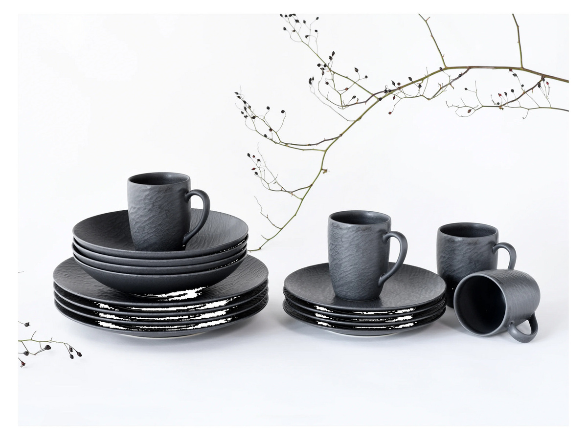 CreaTable Kombiservice Schiefer Schwarz aus Steinzeug, 16-teilig - Bild 3