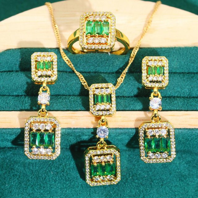 YIRAN Jewelry Schmuck-Set, Kupfer, Schwarz, Zirkonia, Unisex - Bild 1
