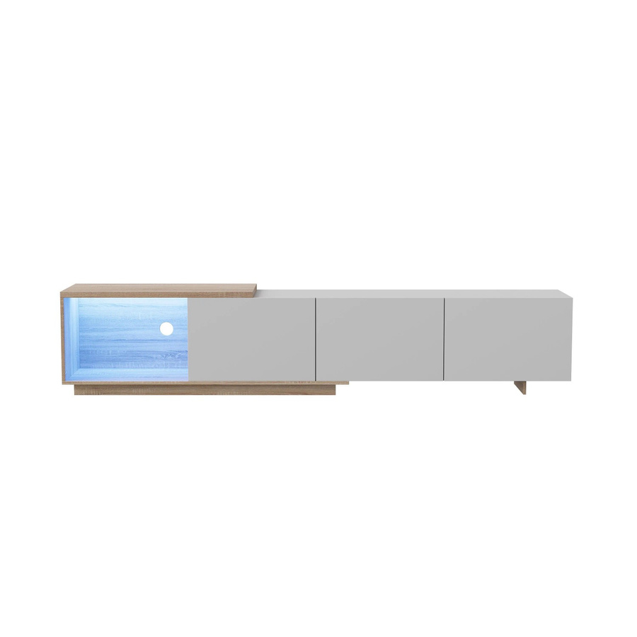 PXloue TV-Schrank mit LED-Beleuchtung und 3 Schubladen, Weiß, B/T/H: 240 x 38 x 44 cm - Bild 2