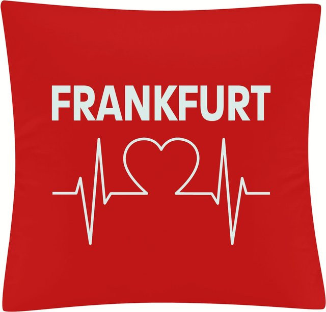 Kissenbezug von multifanshop mit Frankfurt Herzschlag Motiv in Weiß - Bild 1