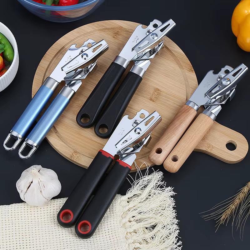 Venlohome Dosenöffner aus Edelstahl mit ergonomischem Holzgriff in Silber und Braun, manueller Glasöffner für die Küche - Bild 2