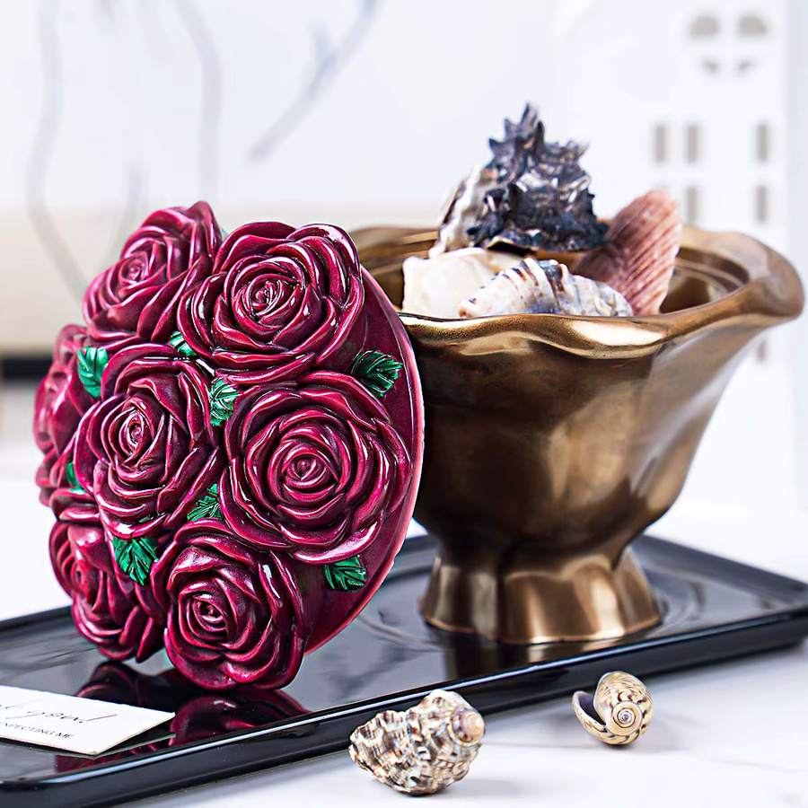 UDOCOOL Silikonform für Rose Glas Harz Aufbewahrungsbox mit Deckel für DIY Handwerk in Rot und Grau - Bild 2
