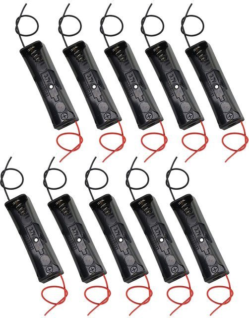 PHONEPACE 18650 Batteriegehäuse mit Kabelbaum, 10 Stück DIY-Batterie-Aufbewahrungsboxen für Einzelbatterien, Schwarz - Bild 1