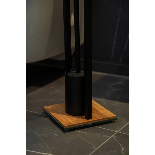 WENKO Stand-WC-Garnitur Bambusa aus Stahl und Bambus in Schwarz und Natur - Bild 2