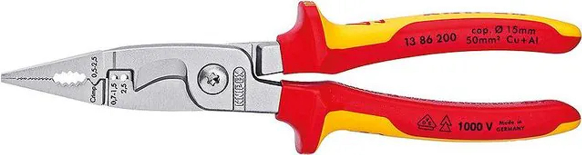 Knipex Elektro-Installationszange VDE isoliert mit Mehrkomponenten-Hüllen, rot, 200 mm - Bild 2