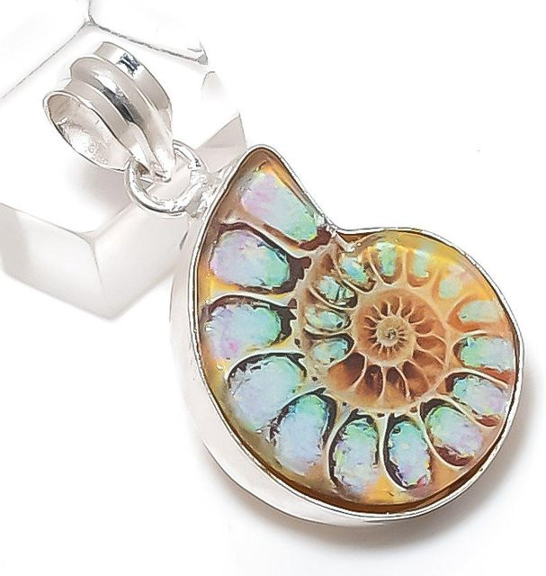 Manjujewelsparadise Anhänger, Ammoniten Fossil, 925 Silber, Weiß, Damen - Bild 1