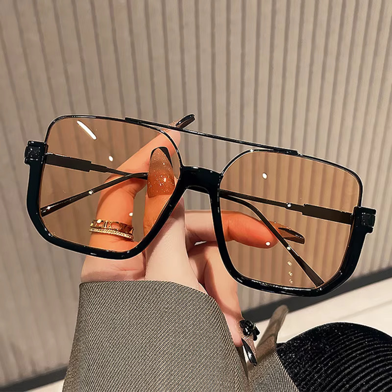GLTRENDY Sonnenbrille Square, Halbrand, Brown, Damen, Kunststoff - Bild 4