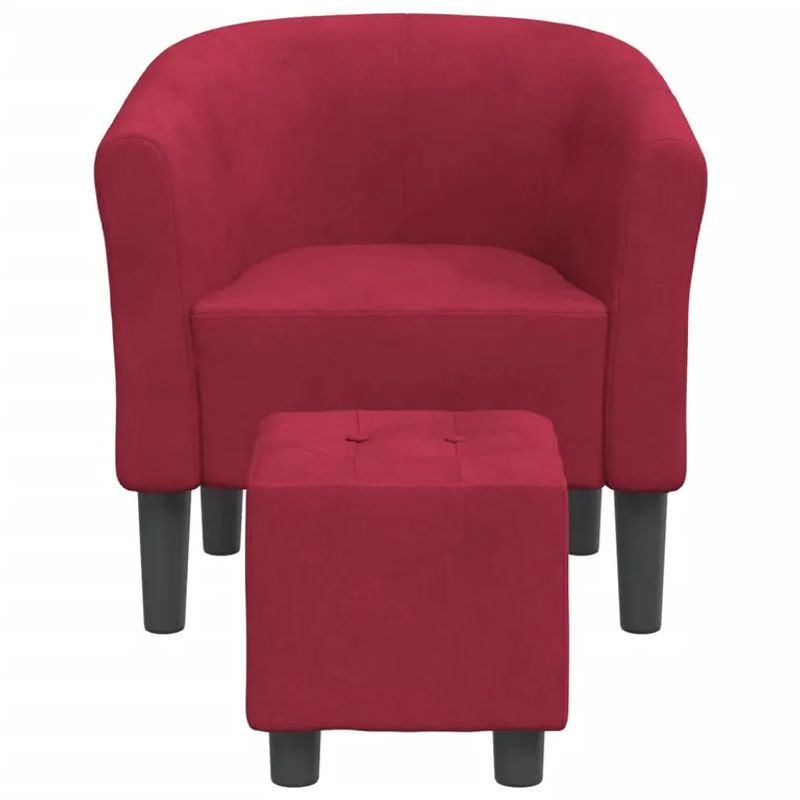 Vidaxl Clubsessel mit Hocker in Weinrot mit Samtbezug im modernen Design - Bild 3