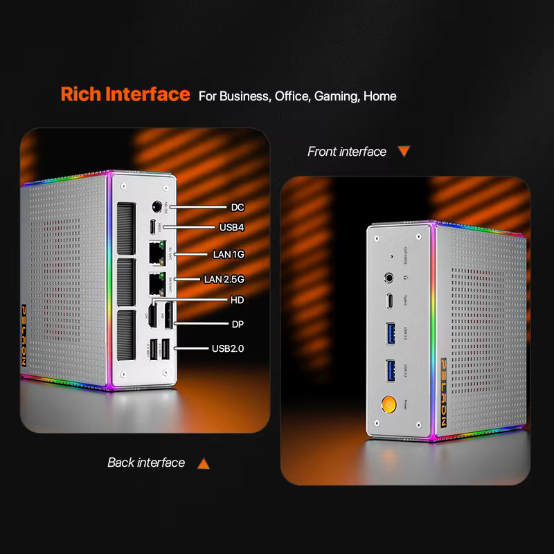 PELADN Mini-PC mit AMD Ryzen 9 7940HS, Radeon 780M, 16GB DDR5 RAM, 1TB SSD, Silber, WiFi6 und Bluetooth 5.2 - Bild 3