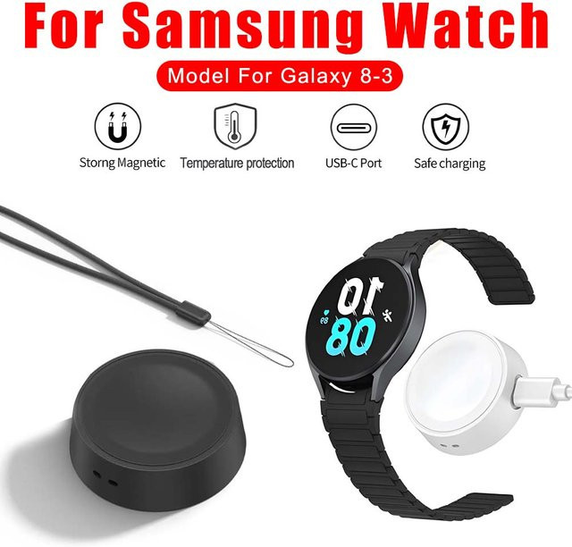 Samsung Kabelloses Ladegerät mit USB-C-Kabel als Schlüsselanhänger Schnell-Ladestation für Galaxy Watch 7 6 5 Classic Pro 4 3 Active 2 - Bild 1