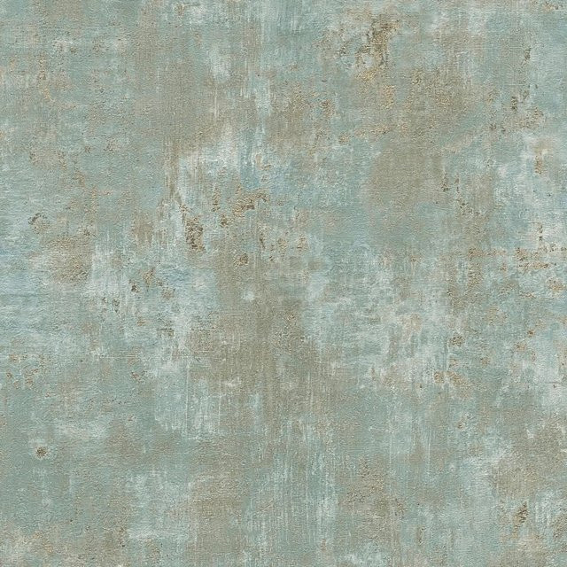 PROFHOME Spachtel Putz Tapete Struktur in Grün Blau Gold, Vlies Tapete mit abstraktem Design, Breite: 0,53 m, Länge: 10,05 m - Bild 1