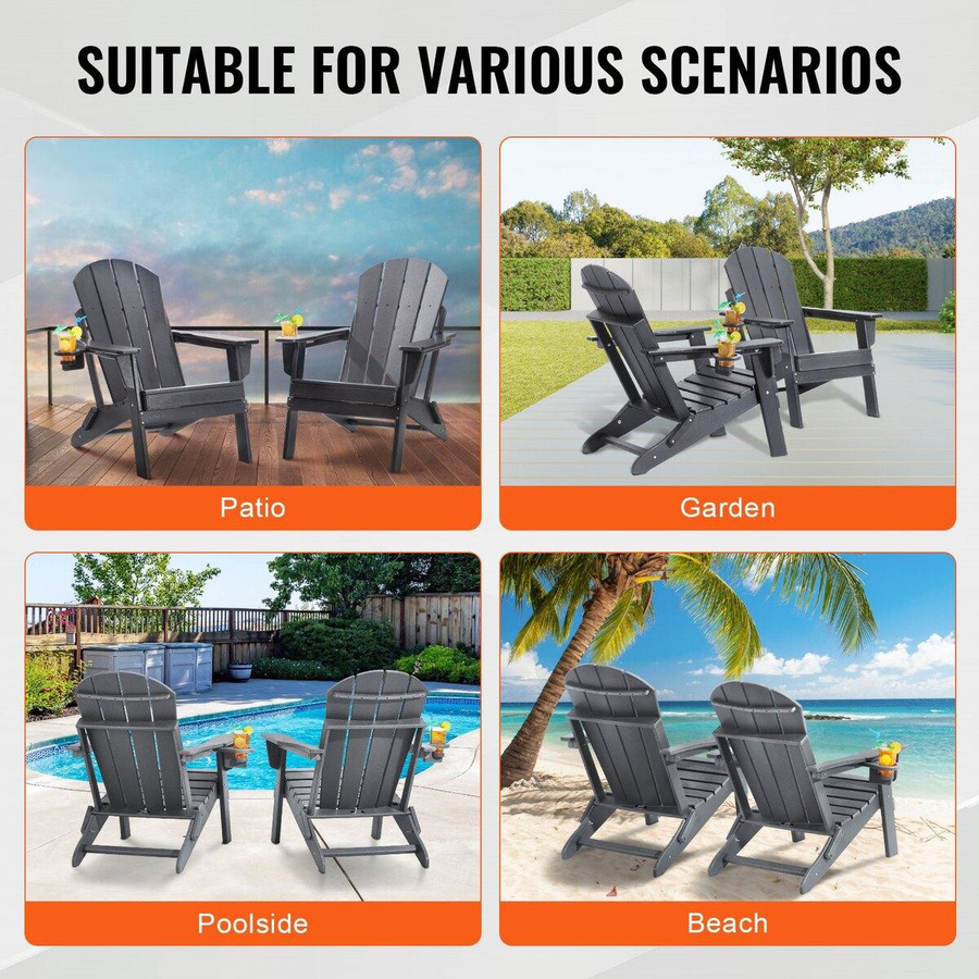 Buying Solutions MB Adirondack-Stuhl Set aus HDPE in Grau, 2er Set, wetterfest und klappbar - Bild 4