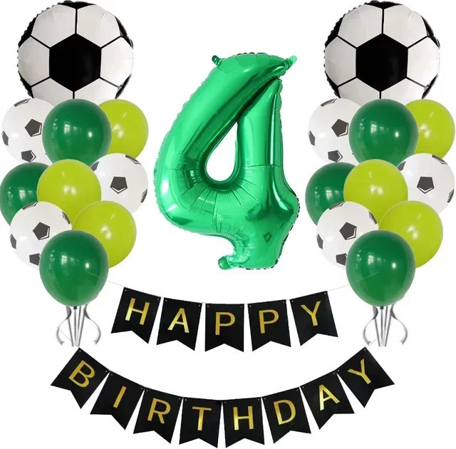 LQVYI Fußball Party Dekorationsset mit Folienballons und Banner in Mehrfarbig für Geburtstage - Bild 1