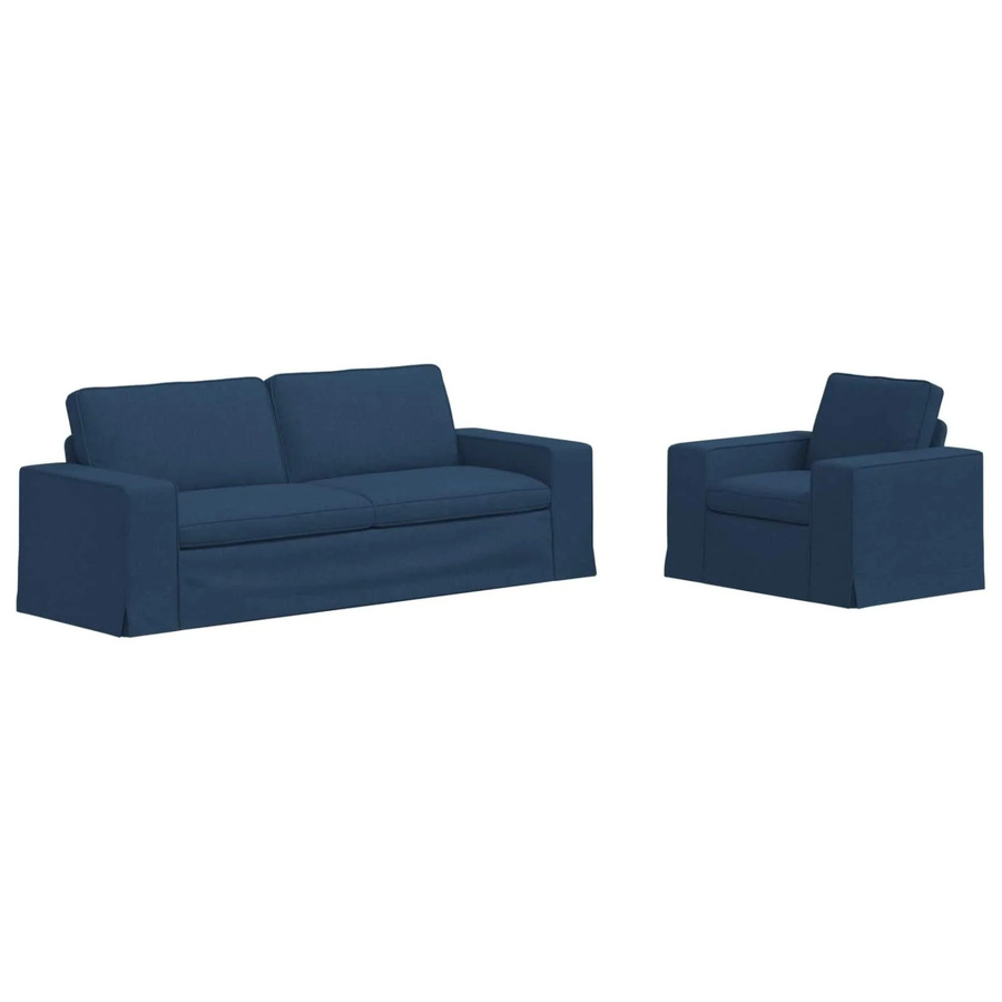 vidaXL Sofa Set 2-teilig Blau Stoff mit Metallrahmen B/T/H: 222 x 80 x 82 cm und 103 x 80 x 82 cm - Bild 2