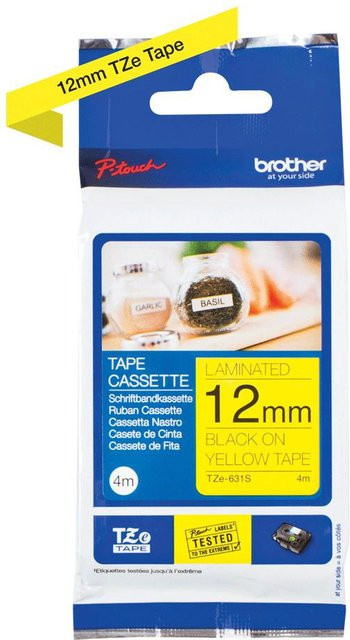 Brother TZe-631S Beschriftungsband Thermalschriftband in Schwarz auf Gelb - Bild 1