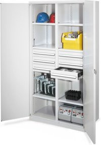 Kappes Schwerlastschrank MMT Mod. 53 in Grau mit Doppelwandtüren, Regalböden und Schubladen, B: 60 cm, T: 60 cm, H: 195 cm - Bild 1