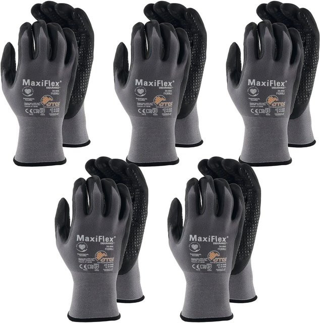 vasalat Set Maxiflex Endurance Schutzhandschuhe mit Nitrilbeschichtung, Größe 11 XXL, Unisex, 5 Paar, Grau/Schwarz - Bild 1