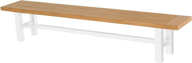 Hartman Sophie Yasmani Bank aus Teakholz und Aluminium in Royal White / Natur Teak, B/H: 240 x 42 cm, wetterfest - Bild 1