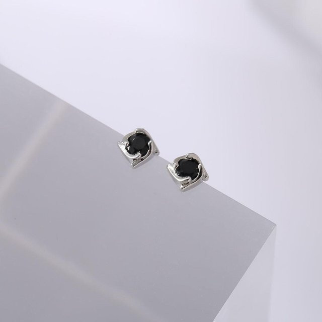 Lucky Star Jewelry Ohrringe, 925 Silber, Schwarz, Zirkonia, Herren - Bild 1