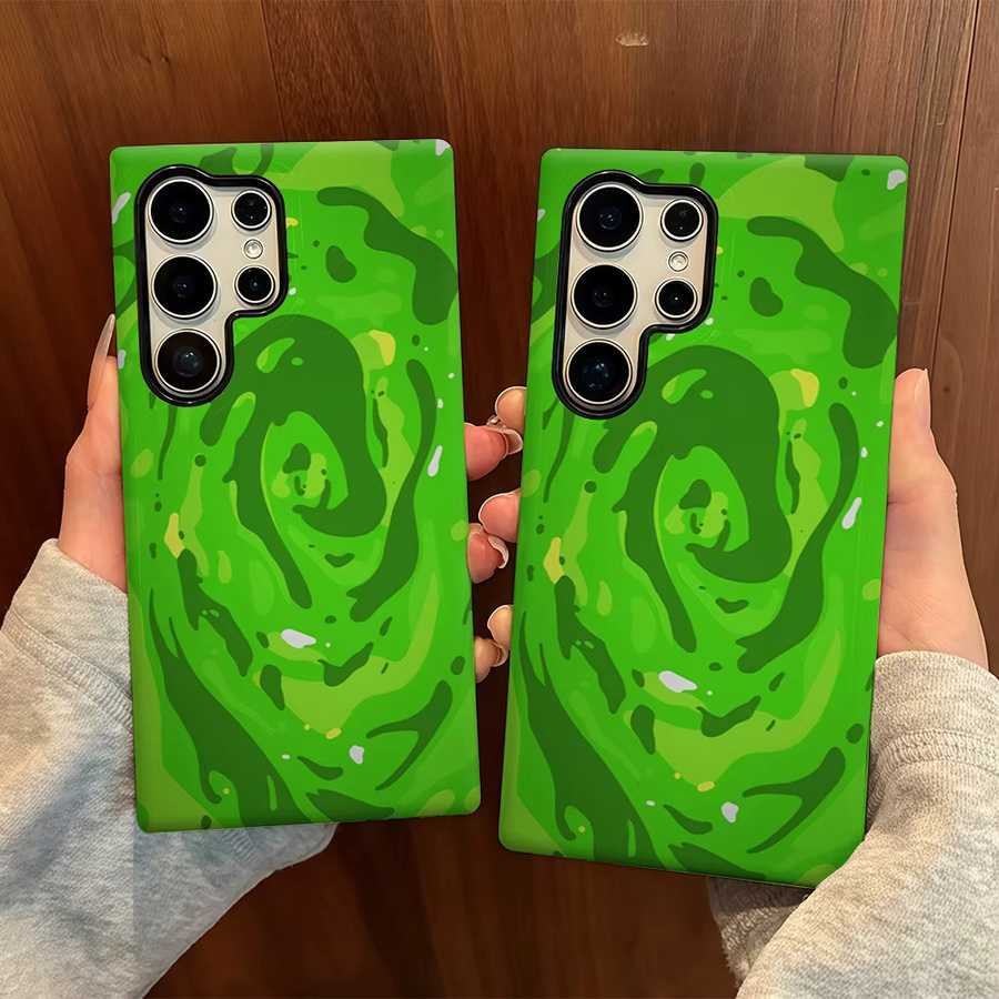 Glänzende Doppelschicht-Handyhülle mit grüner Wirbel-Textur für Samsung Galaxy S25 Ultra, S24 und S23 Ultra Plus - Bild 5