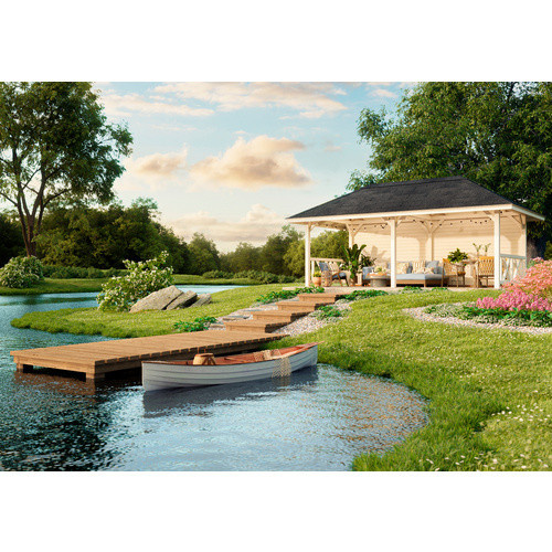 Palmako Holz-Pavillon Bianca Set aus Fichtenholz in Braun, B/H/T: 588 x 319 x 300 cm, transparent tauchgrundiert - Bild 4