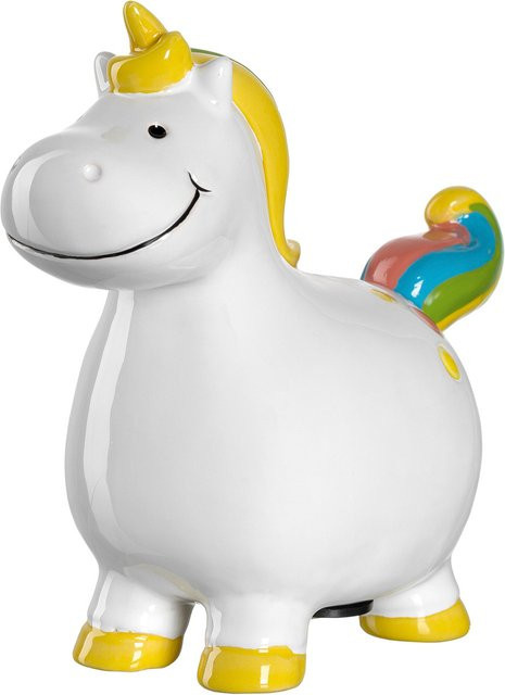 Spardose Leonardo Bambini Einhorn aus Keramik in Multicolor und Weiß, B/T/H: 14,0 x 7,5 x 15,5 cm - Bild 1