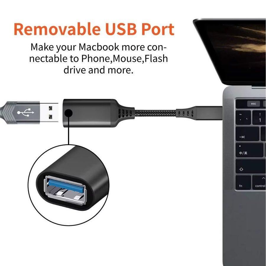 LAIHONEN USB-C OTG-Adapter Schwarz mit USB 3.0 Typ-C für Handys und PC, 5Gbps Hochgeschwindigkeit zur Verbindung von USB-Sticks, Maus, Tastatur und Kartenlesern - Bild 4