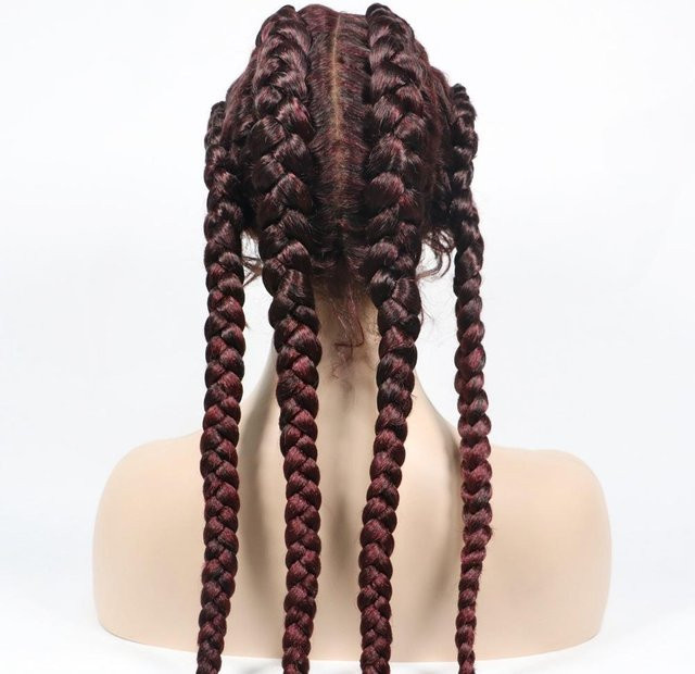 Lace Wig Haarperücke Damen, langes Haar mit Zopf, Schwarz - Bild 1