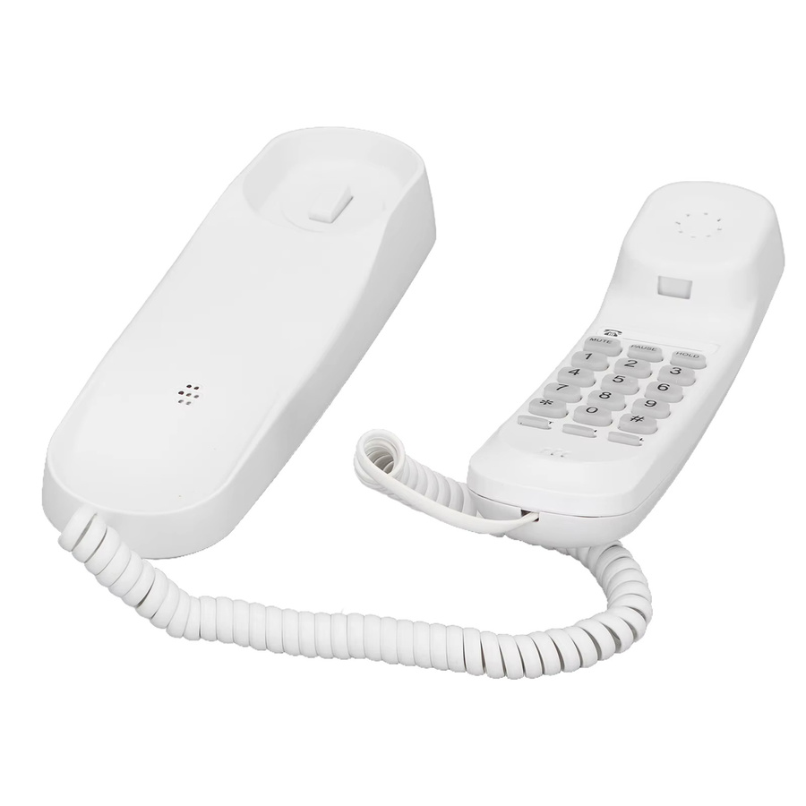 Aibecy Mini-Desktop-Festnetztelefon mit Schnur, wandmontierbar, Schwarz oder Weiß - Bild 1