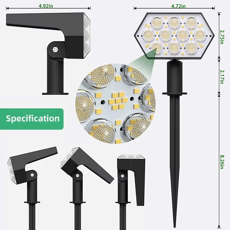 Swiatla 92 LED Solarleuchten für den Außenbereich, wasserdichte Solarstrahler in Schwarz mit IP67 Schutz für Garten und Hof - Bild 2