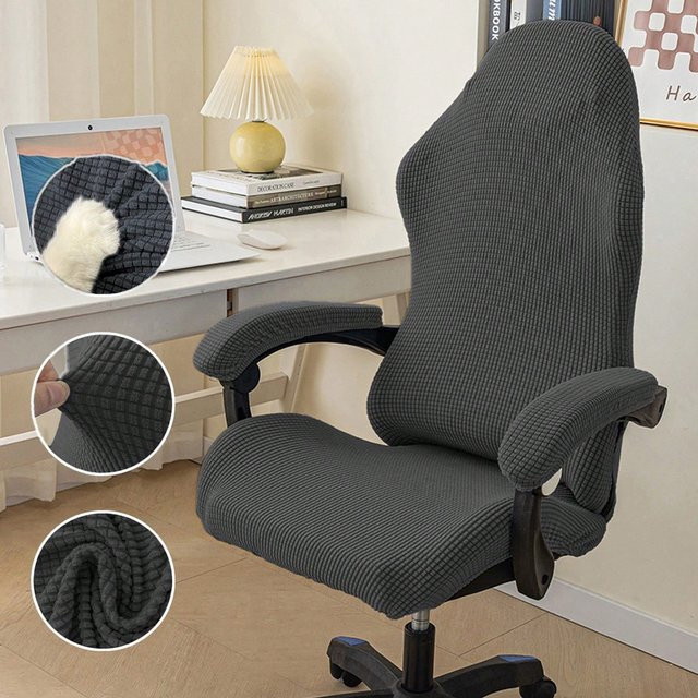 Waschbarer Gaming-Stuhlbezug in Grau als schützende Schutzhülle für Bürostühle und Sessel, tierhaarabweisend und aus Polyester - Bild 1