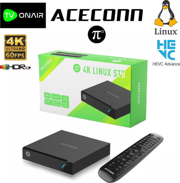 ACECONN Smart IPTV Box Streaming Player in Schwarz mit 4K UHD, HDR10+, Dual WiFi, Bluetooth und Fernbedienung - Bild 1