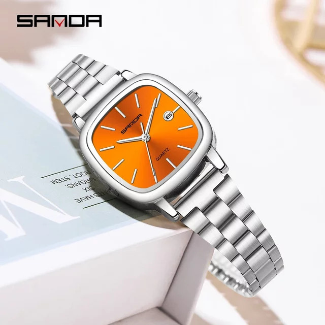 Sanda Paar-Armbanduhr, Quarz, Edelstahl, Silber, Eckig, Unisex - Bild 1