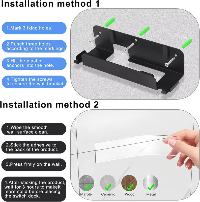 Aolion Wandhalterung für Switch 1/2 mit Controller-Haken und vertikalem Ständer in Schwarz - Bild 4