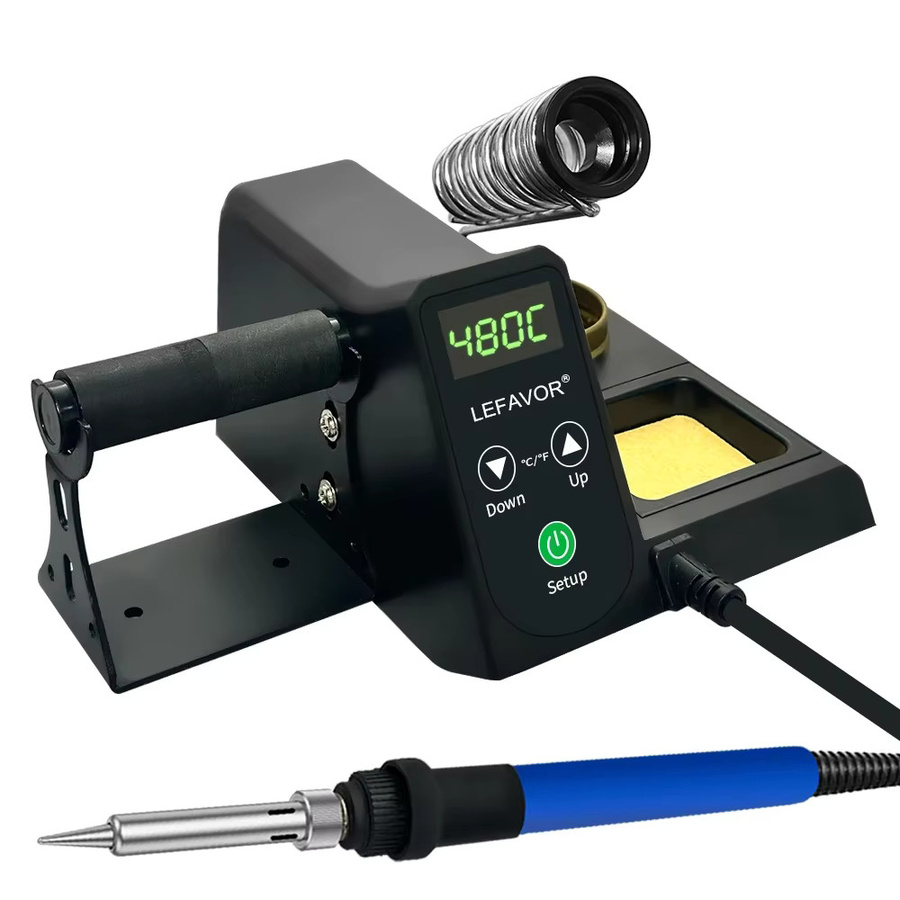 Digitale Lötkolbenstation von lefavor mit 60 W, temperaturverstellbar, LED-Anzeige und PID-Temperaturregelung, Schwarz - Bild 3
