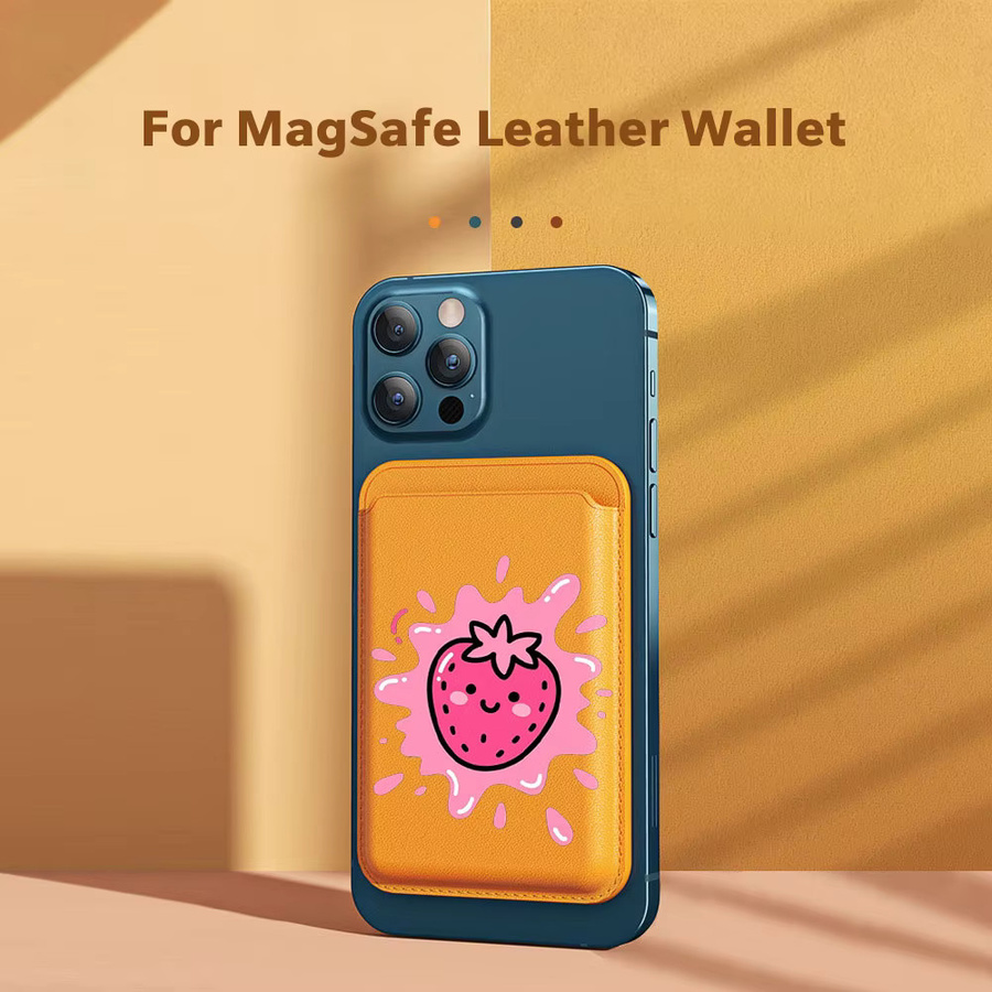 Magnetischer Kartenhalter mit rosa Erdbeerdesign als MagSafe Wallet Cover für iPhone 17 Pro Max und Samsung Galaxy S26 Ultra - Bild 6