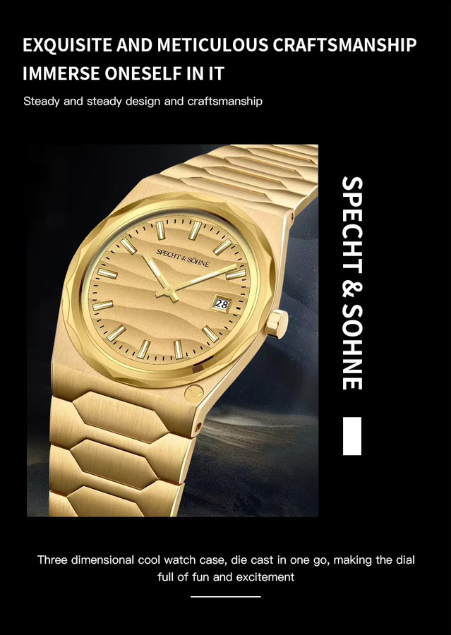 Specht & Söhne Armbanduhr, Gold, Edelstahl, Quarz, 37 mm, Herren - Bild 4
