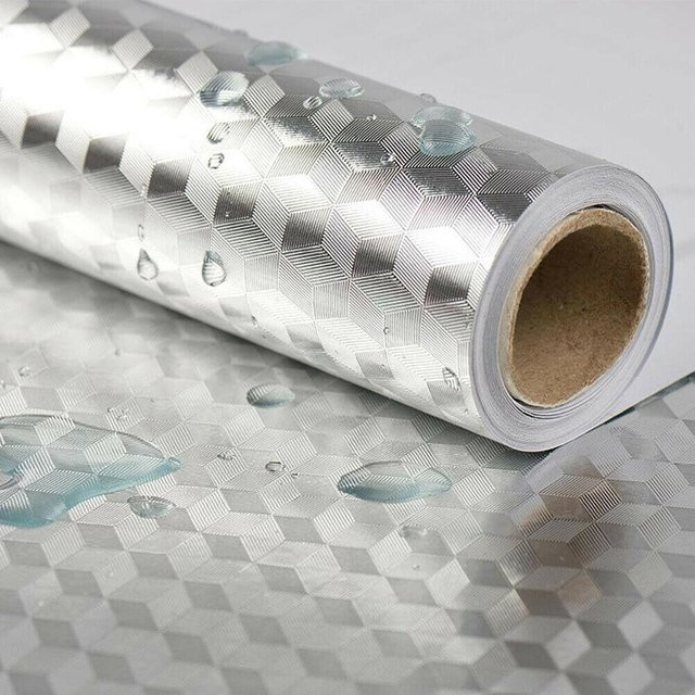 HDHome Selbstklebende Aluminiumfolie für die Küche, Ölbeständiger und Wasserdichter Wandaufkleber in Silber - Bild 1