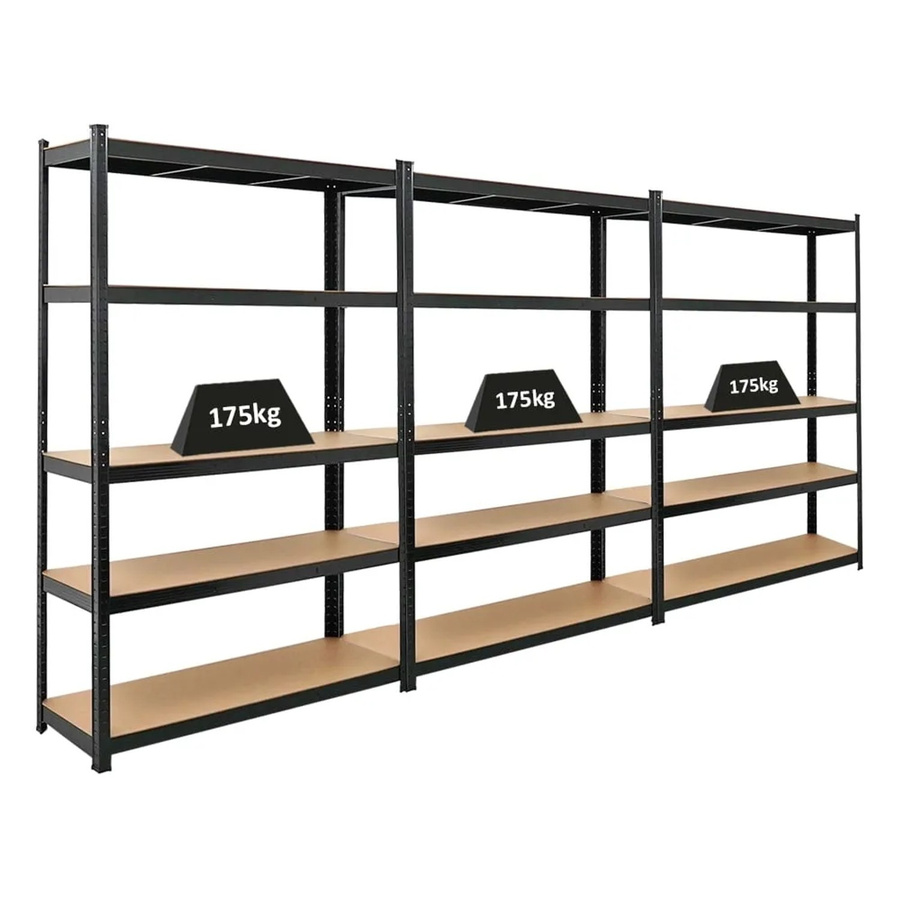 PROREGAL 3er Set Schwerlastregal Ragnar, Schwarz, H x B x T: 180 x 120 x 40 cm, Fachlast 175 kg, Regal für Werkstatt und Garage mit verstellbaren Fachböden - Bild 2