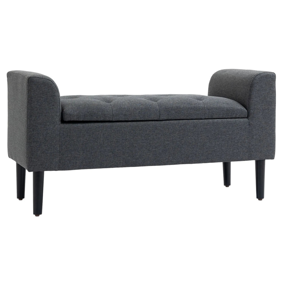 HOMCOM Sitzbank mit Stauraum aus Gummiholz und Stoff in Dunkelgrau, B/T/H: 116 x 44 x 58 cm - Bild 2